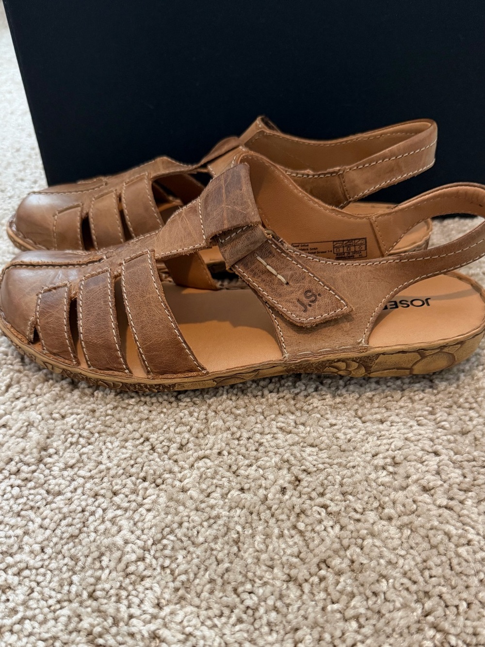 Josef Seibel Rosalie 48 Closed Toe Fisherman Womens Sandals Camel Size 41/ US 10